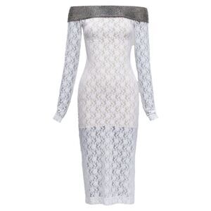 Christopher Kane crystal off shoulder lace dress